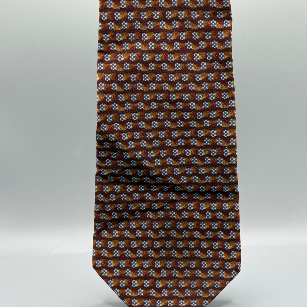 100% Silk Geoffrey Beene Brown Patterned Men's Tie